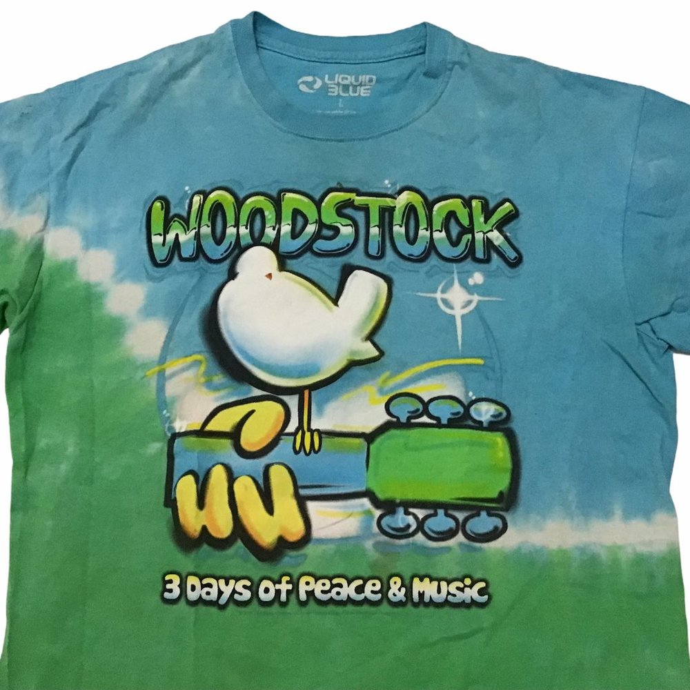 Woodstock Liquid Blue Mens Tie Dye Shirt L
